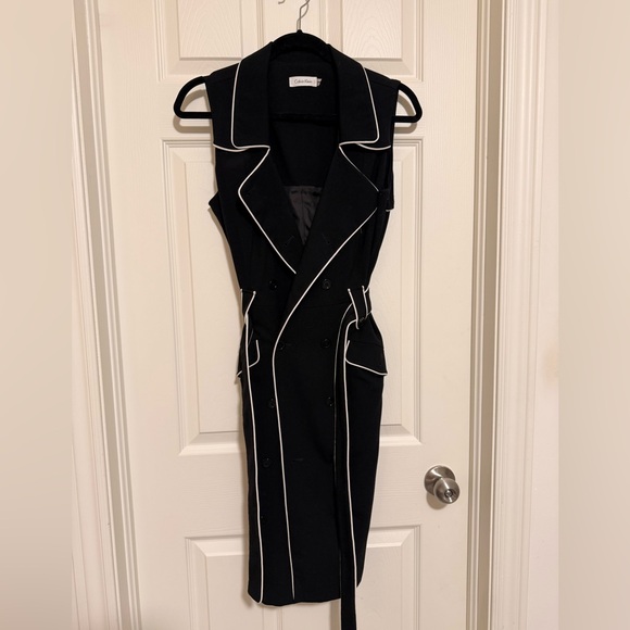 Calvin Klein Black Dress with White Piping - Picture 3 of 5